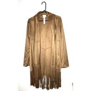 Chicos fringe Skirt and top set duster faux suede fringe M/8 polyester fashion